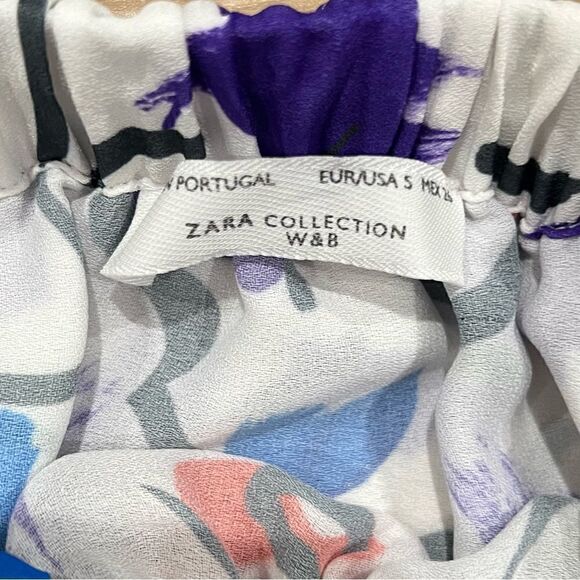 Zara White Floral Tie Mini Skirt Women’s Small - Picture 2 of 2